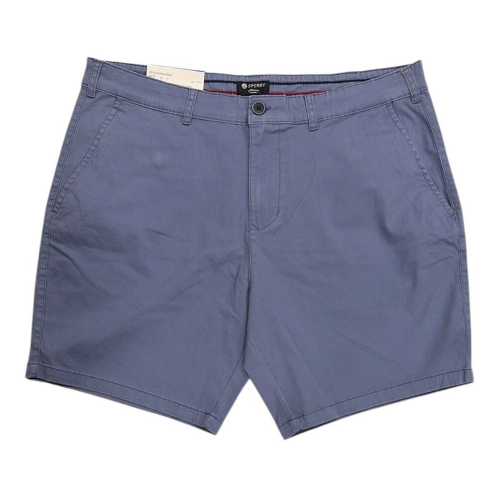 Sperry Men's Regular Fit Flex Cotton Vintage Washed Flat-Front Shorts - Blue